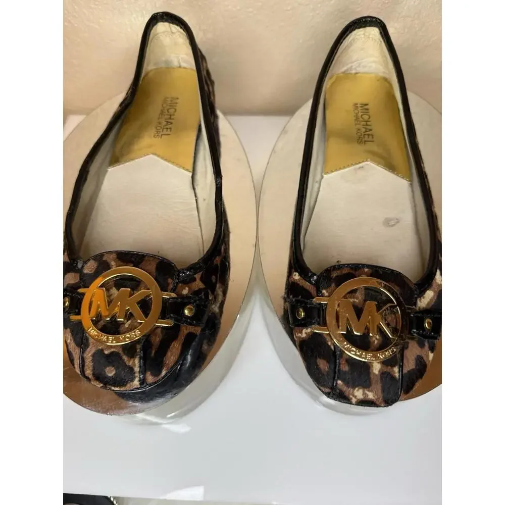 Michael Kors Womens Size 6 Fulton Leopard Print Calf Hair Moccasin